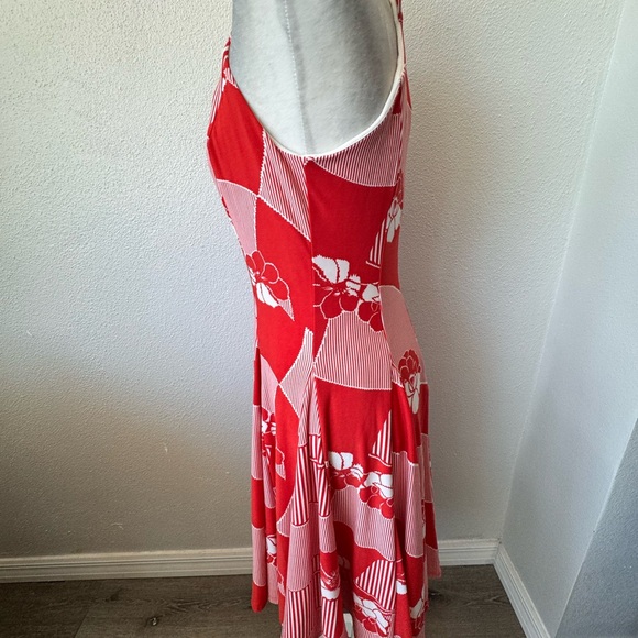 Antrhopologie Eva Franco Fit and Flare Dress Red White Floral Swing Elegant SZ 4 - Picture 8 of 15